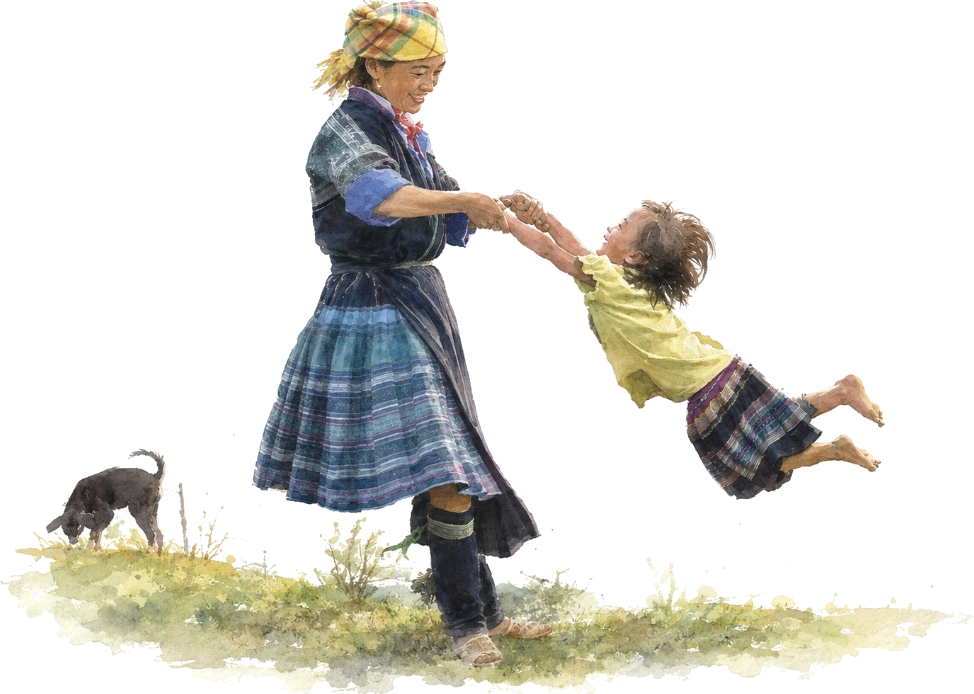 Mother and child playing illustration